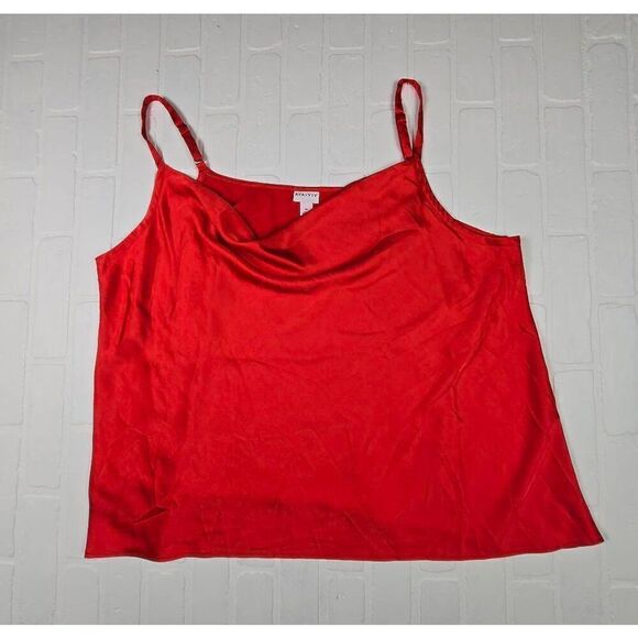 Ava & Viv Red Satin Cowl Neck Cami 3X - Picture 1 of 4